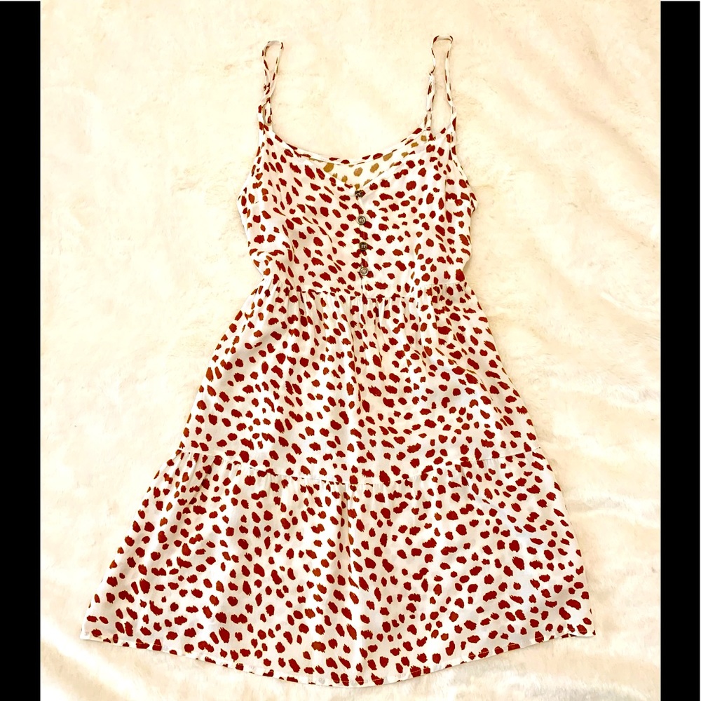 Leopard Spot Spaghetti Strap Ruffle Dress